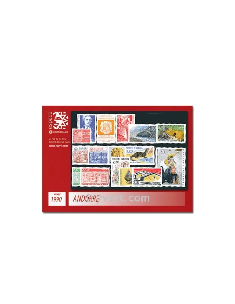 n° 385/399A - Timbre Andorre Année complète (1990)
