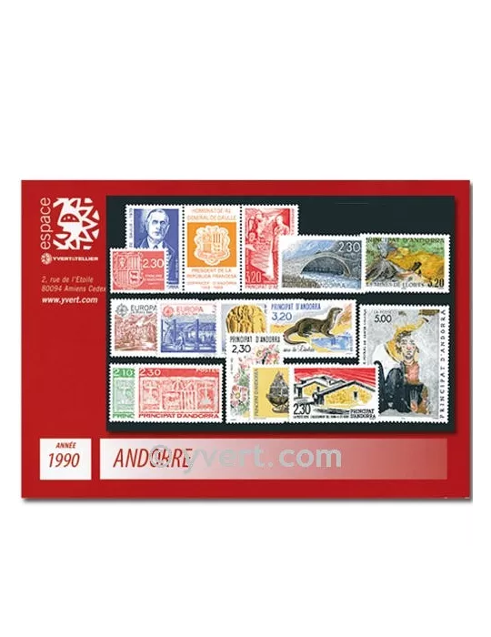 n° 385/399A - Timbre Andorre Année complète (1990)