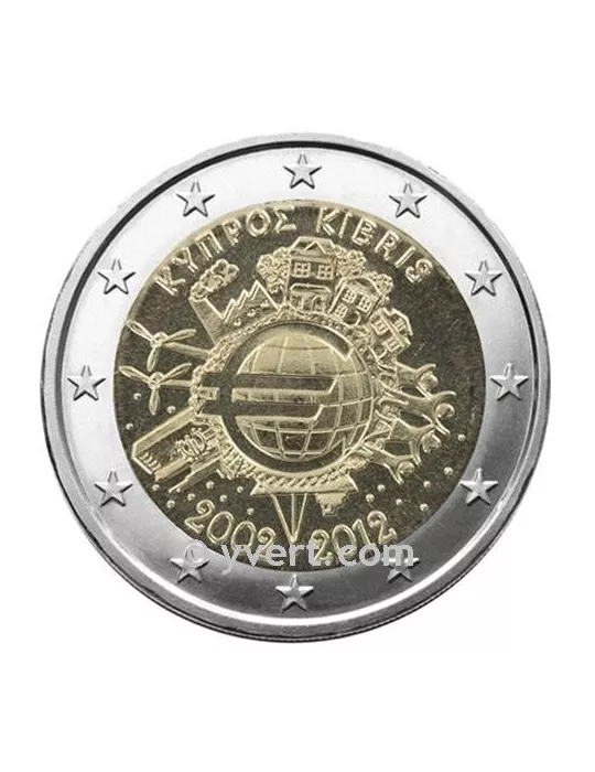 2 EURO COMMEMORATIVE 2012 : CHYPRE (10e anniversaire de la mise en circulation des euros)