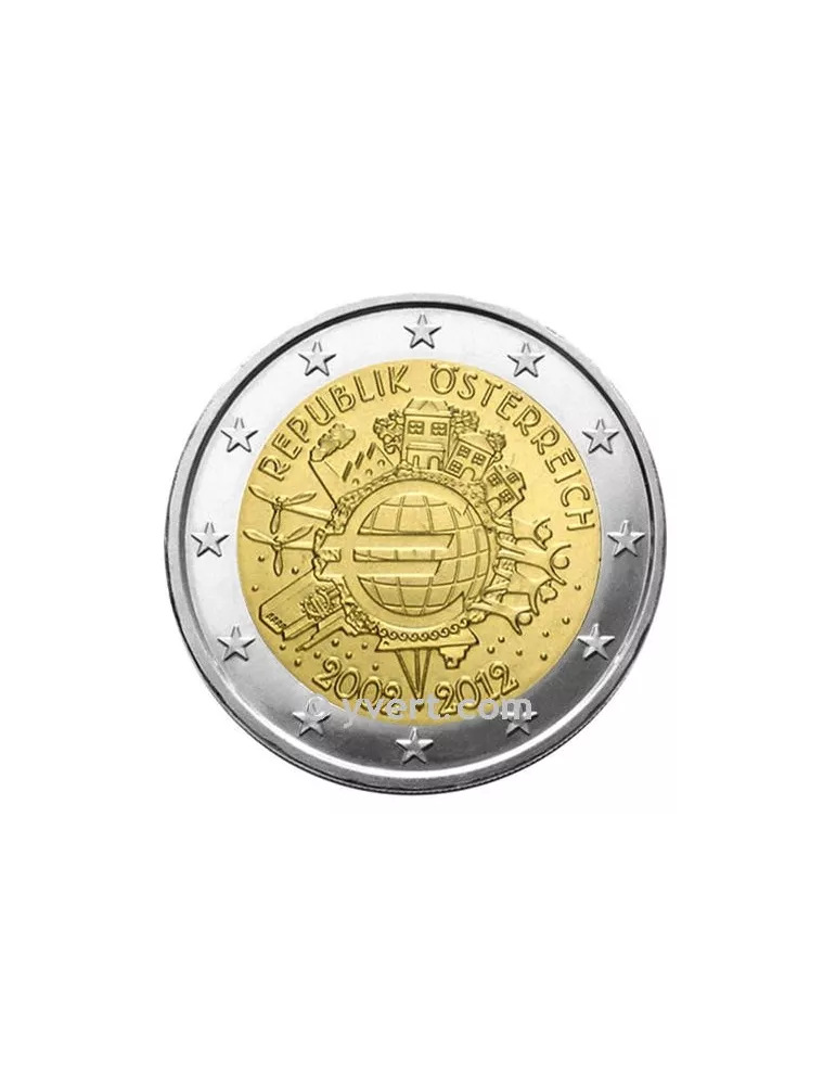 2 EURO COMMEMORATIVE 2012 : AUTRICHE (10 ans de la mise en circulation des euros)