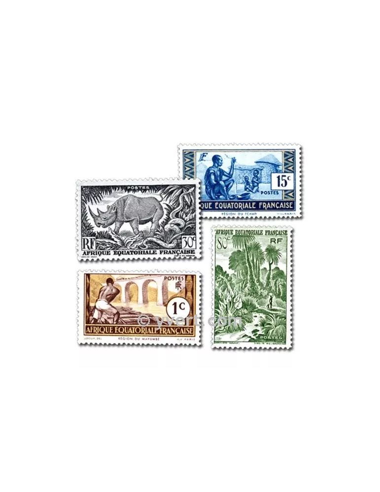 AFRIQUE EQUATORIALE FR : Pochette de 50 timbres (Oblitérés)