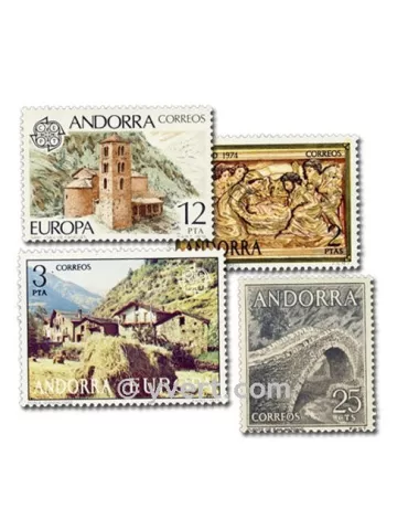 ANDORRE ESPAGNOL : pochette de 25 timbres (Oblitérés)