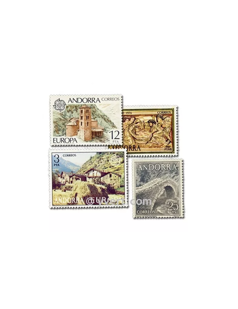 ANDORRE ESPAGNOL : pochette de 25 timbres (Oblitérés)