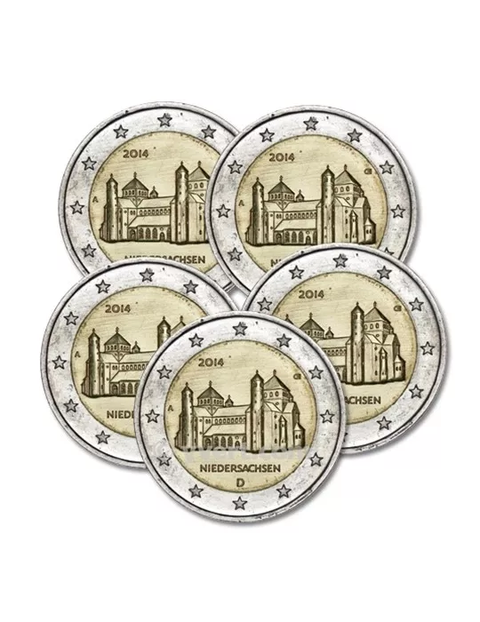 2 EURO COMMEMORATIVE 2014 : ALLEMAGNE ( (Église Saint-Michel d'Hildesheim - 5 pièces)