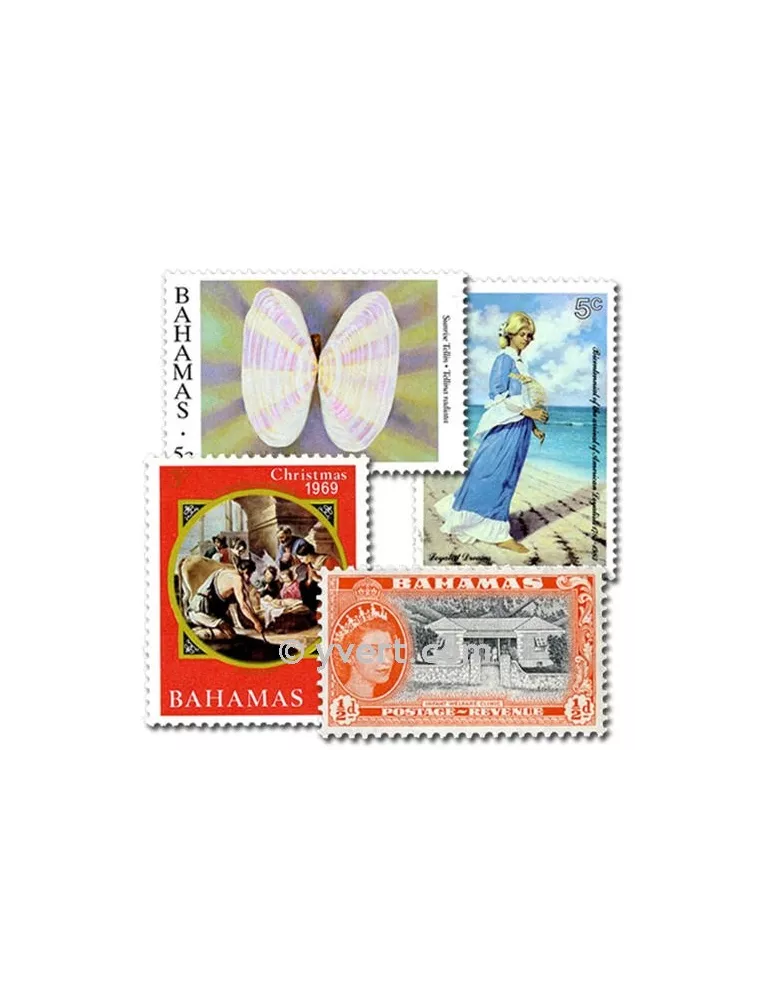 BAHAMAS : pochette de 50 timbres (Oblitérés)