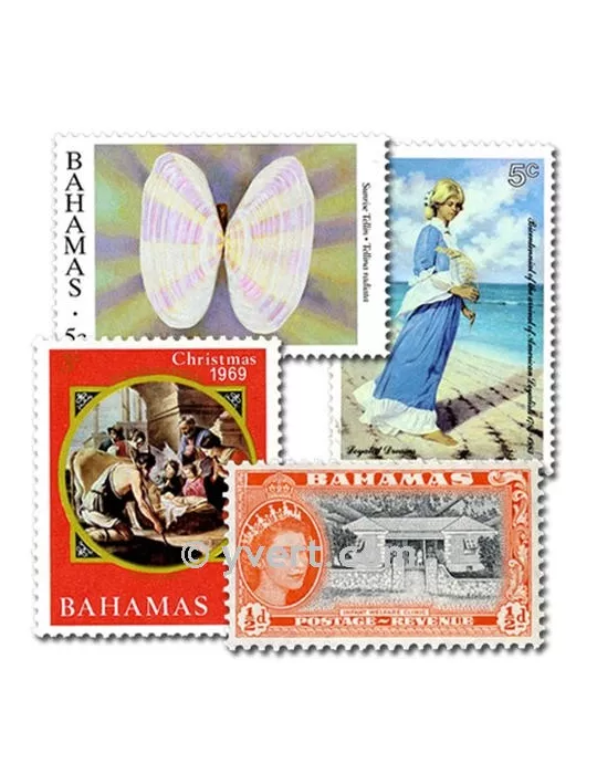 BAHAMAS : pochette de 50 timbres (Oblitérés)