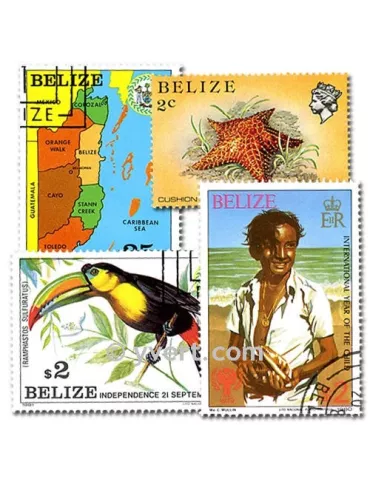 BELIZE : pochette de 100 timbres (Oblitérés)