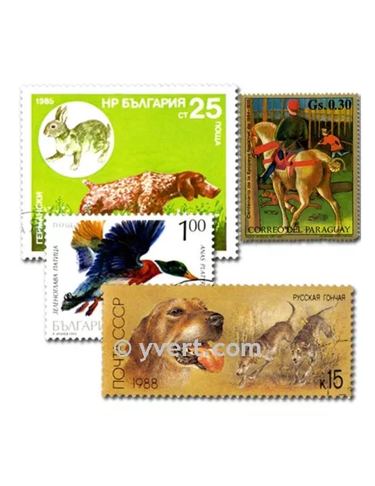 CHASSE : pochette de 50 timbres (Oblitérés)