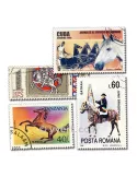 CHEVAUX : pochette de 200 timbres (Oblitérés)