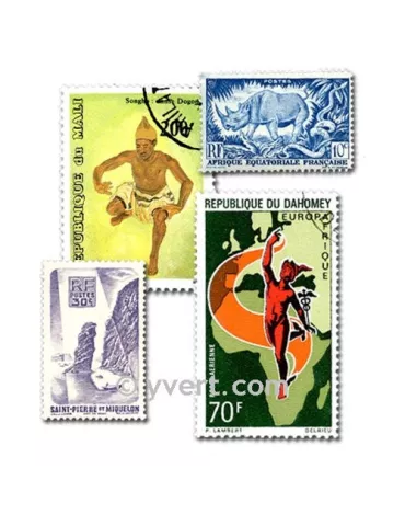 COLONIES RF AVT INDEPENDANCE : pochette de 100 timbres (Oblitérés)