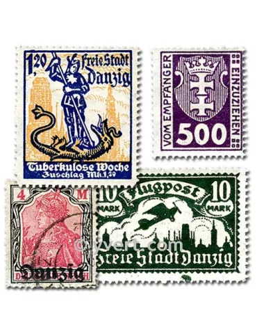 DANTZIG : pochette de 25 timbres (Oblitérés)