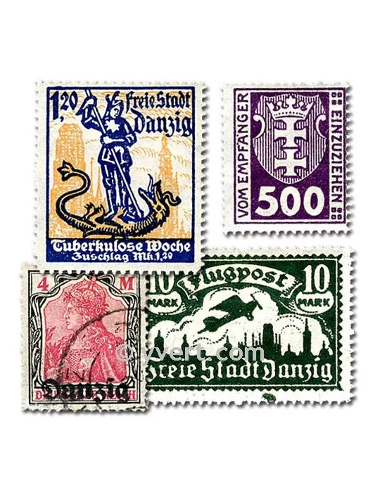 DANTZIG : pochette de 25 timbres (Oblitérés)