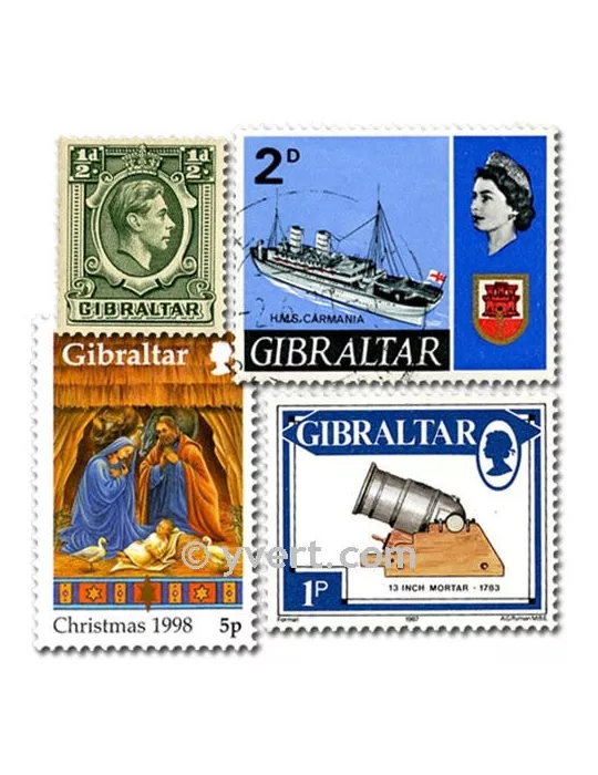 GIBRALTAR : pochette de 25 timbres (Oblitérés)