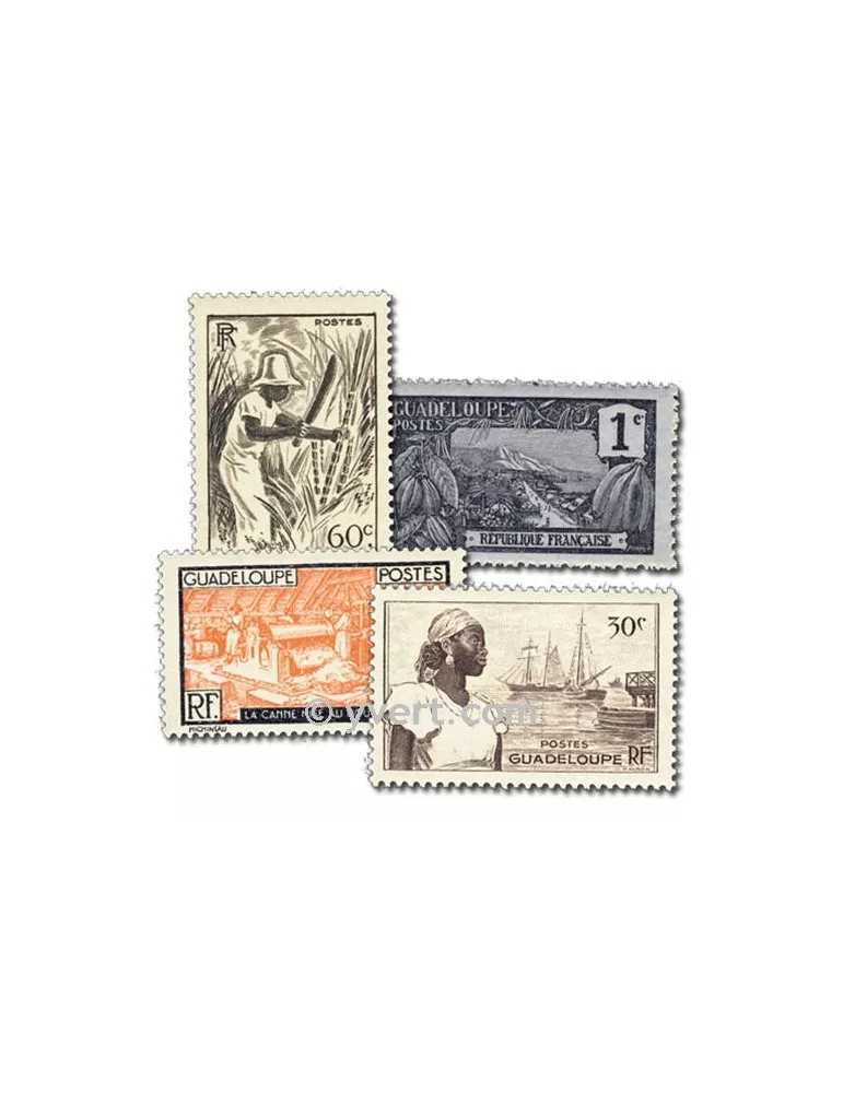 GUADELOUPE : pochette de 50 timbres (Oblitérés)
