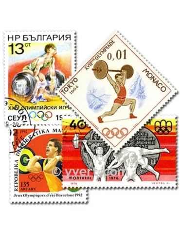 HALTEROPHILIE : pochette de 25 timbres (Oblitérés)