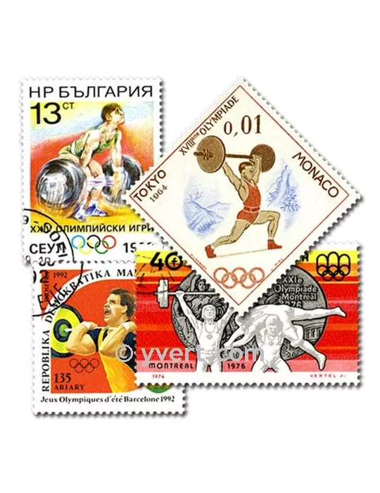 HALTEROPHILIE : pochette de 25 timbres (Oblitérés)