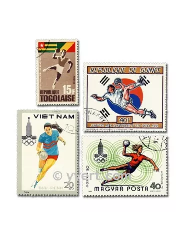 HAND BALL : pochette de 25 timbres (Oblitérés)
