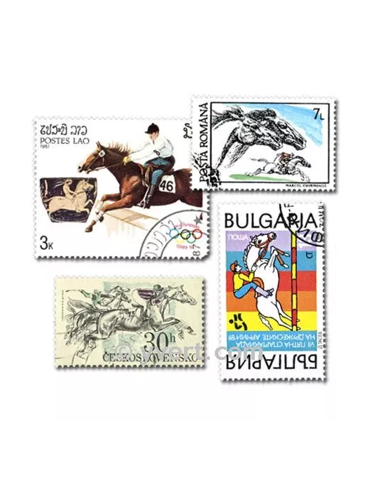 HIPPISME : pochette de 100 timbres (Oblitérés)