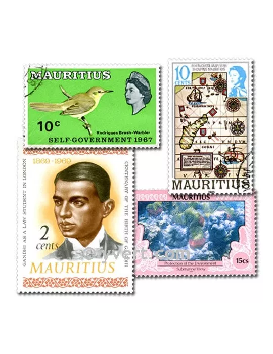 ILE MAURICE : pochette de 50 timbres (Oblitérés)