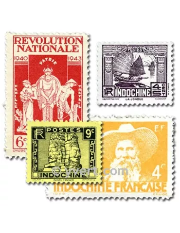 INDOCHINE : pochette de 100 timbres (Oblitérés)