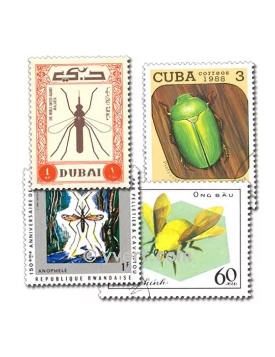 INSECTES : pochette de 100 timbres (Oblitérés)