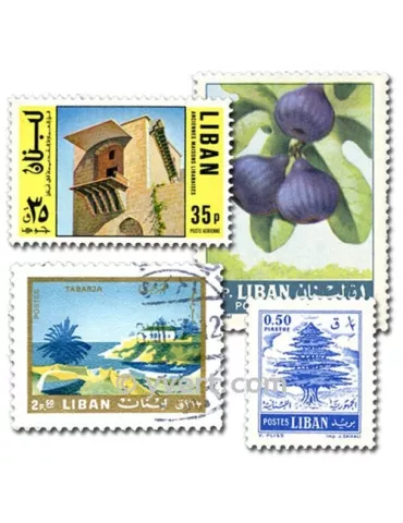 LIBAN : pochette de 100 timbres (Oblitérés)