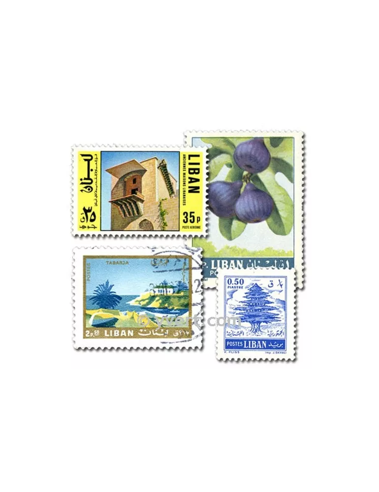 LIBAN : pochette de 100 timbres (Oblitérés)