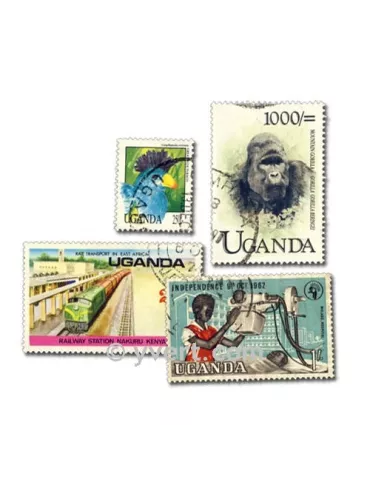 OUGANDA : pochette de 50 timbres (Oblitérés)