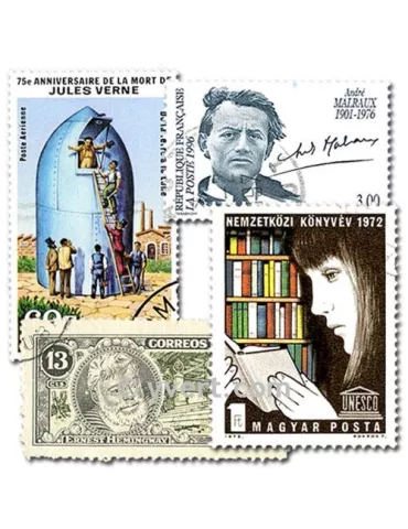 LITTERATURE : pochette de 100 timbres (Oblitérés)