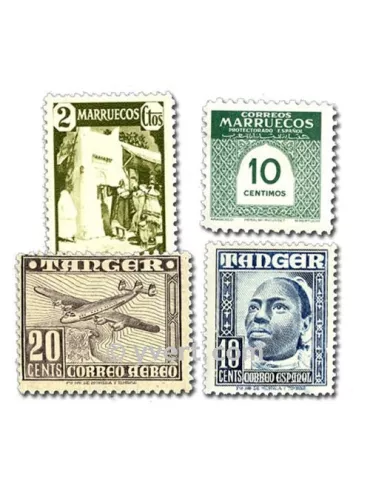 MAROC ESPAGNOL : pochette de 50 timbres (Oblitérés)