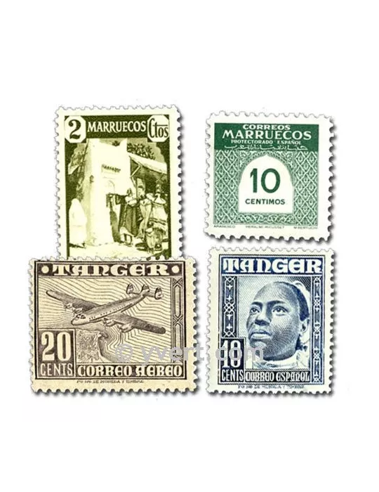 MAROC ESPAGNOL : pochette de 50 timbres (Oblitérés)