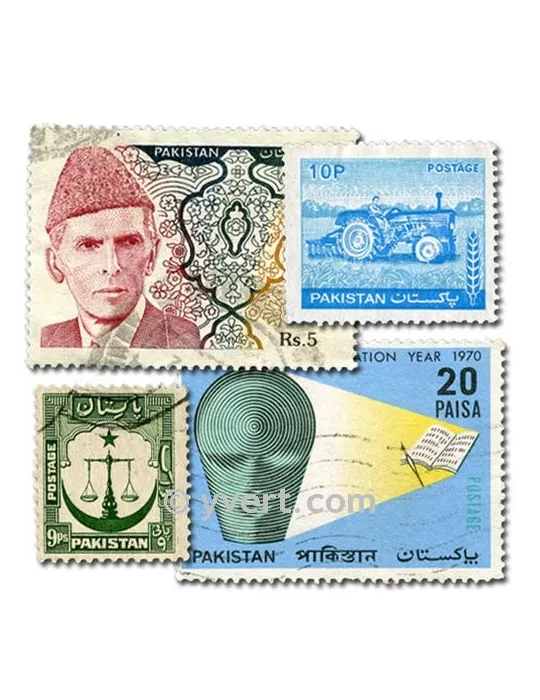 PAKISTAN : pochette de 200 timbres (Oblitérés)