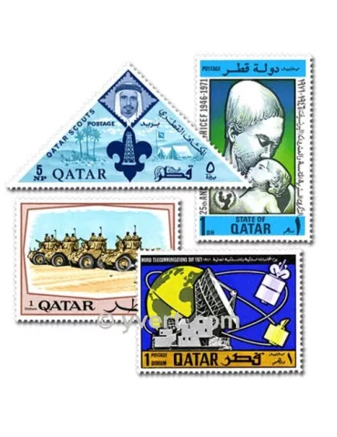 QATAR : pochette de 25 timbres (Oblitérés)