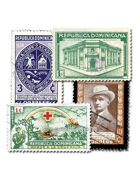 REPUBLIQUE DOMINICAINE : pochette de 50 timbres (Oblitérés)