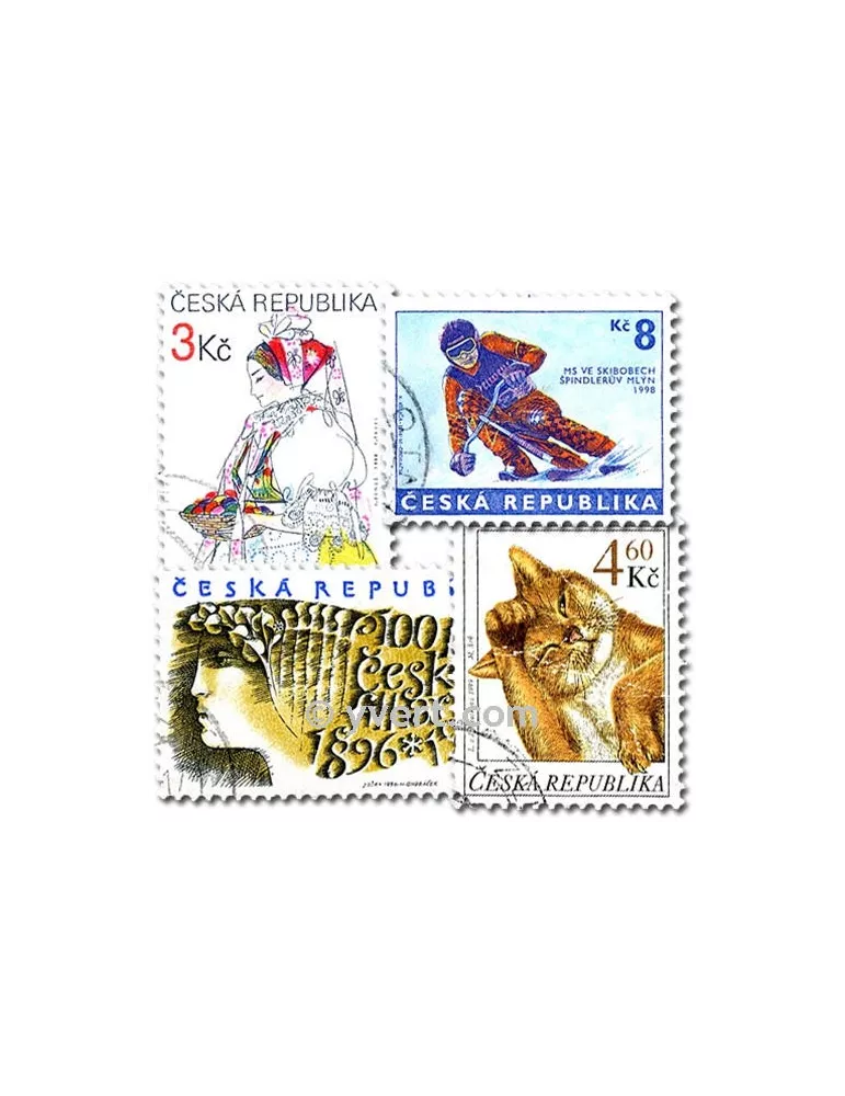 REPUBLIQUE TCHEQUE : pochette de 100 timbres (Oblitérés)
