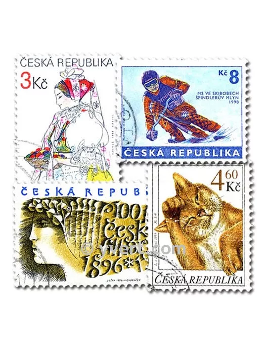 REPUBLIQUE TCHEQUE : pochette de 100 timbres (Oblitérés)