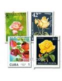 ROSES : pochette de 100 timbres (Oblitérés)