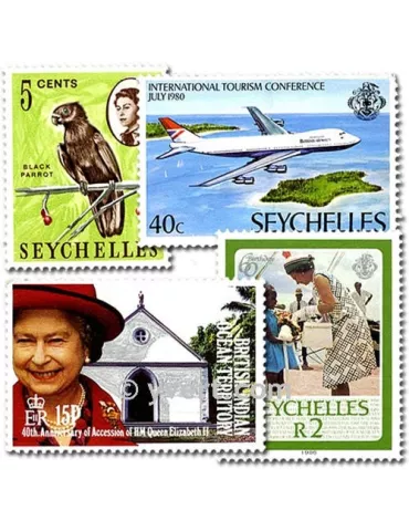 SEYCHELLES : pochette de 25 timbres (Oblitérés)