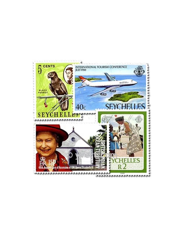 SEYCHELLES : pochette de 25 timbres (Oblitérés)
