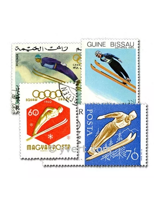 SKI : Pochette de 100 timbres (Oblitérés)