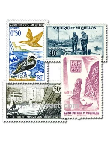 ST PIERRE ET MIQUELON : pochette de 25 timbres (Oblitérés)