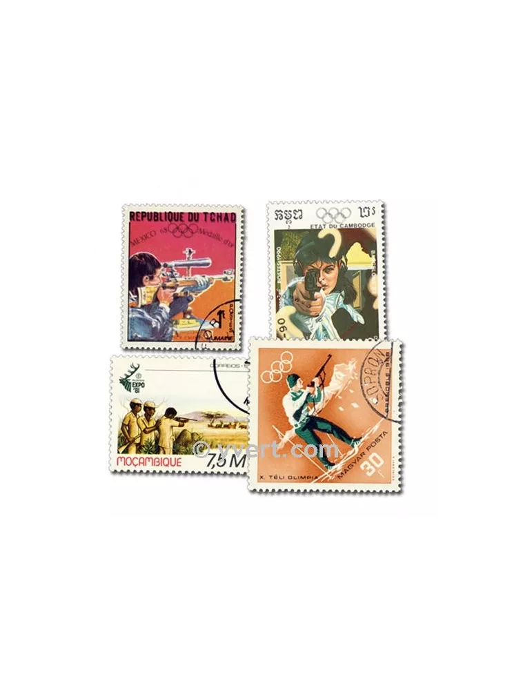 TIR ARME A FEU : pochette de 25 timbres (Oblitérés)