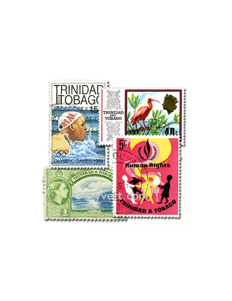 TRINITE ET TOBAGO : pochette de 50 timbres (Oblitérés)