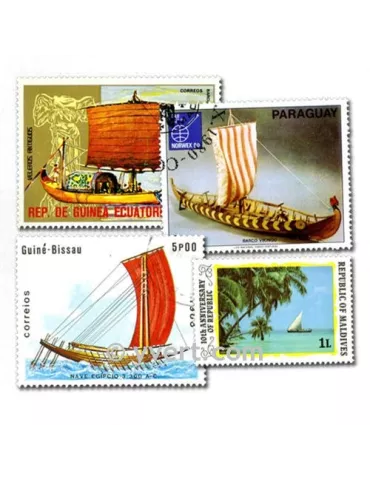VOILIERS : pochette de 100 timbres (Oblitérés)