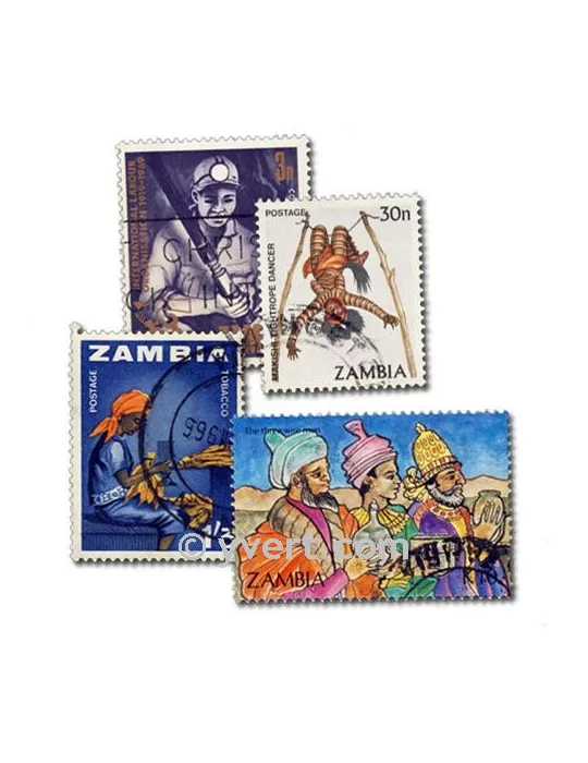 ZAMBIE : Pochette de 50 timbres (Oblitérés)
