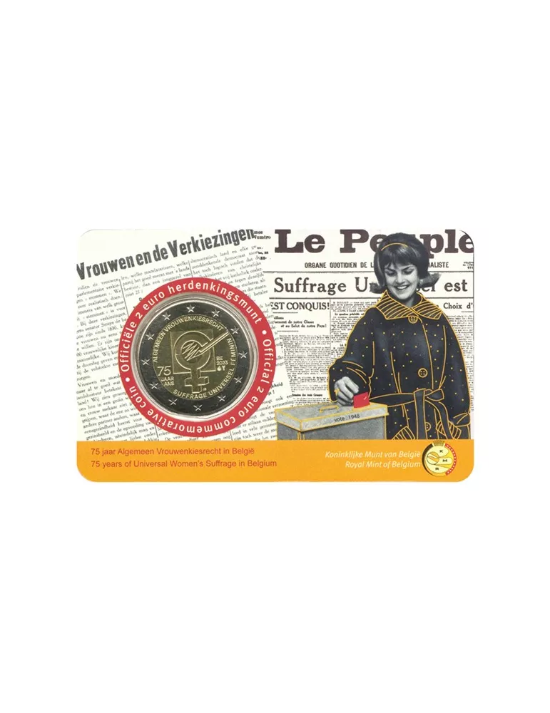 BU : 2 EURO COMMEMORATIVE 2023 COINCARD : BELGIQUE - SUFFRAGE UNIVERSEL DES FEMMES (Vers. flamande)