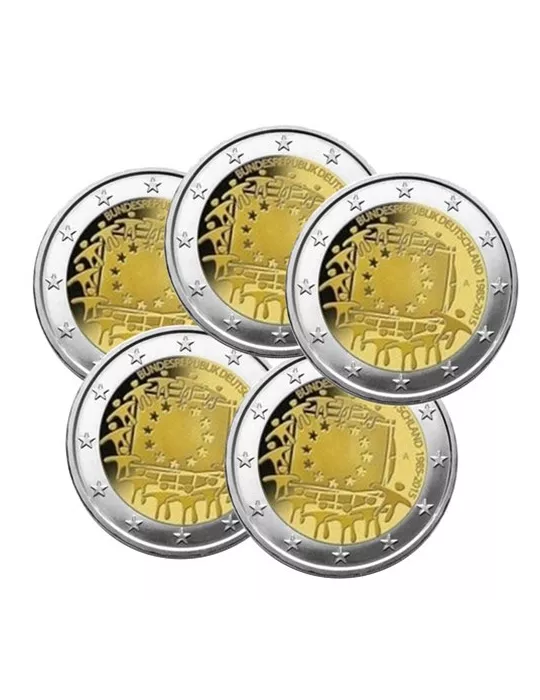 2 EURO COMMEMORATIVE 2015 : ALLEMAGNE (30E ANNIVERSAIRE DU DRAPEAU EUROPEEN, 5 pièces)