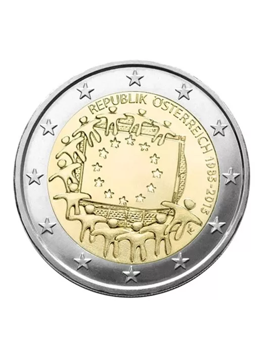 2 EURO COMMEMORATIVE 2015 : AUTRICHE (30E ANNIVERSAIRE DU DRAPEAU EUROPEEN)