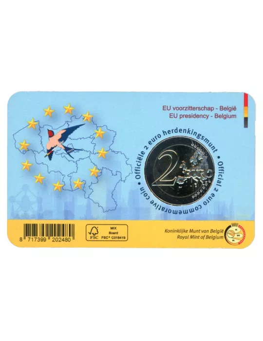 BU : 2 EURO COMMEMORATIVE 2024 COINCARD : BELGIQUE - PRESIDENCE DE L'UE (Version flamande)