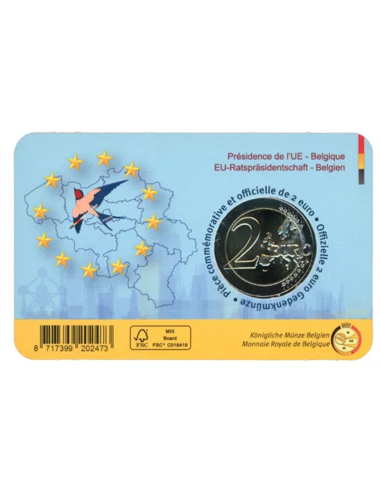 BU : 2 EURO COMMEMORATIVE 2024 COINCARD : BELGIQUE - PRESIDENCE DE L'UE (Version francophone)